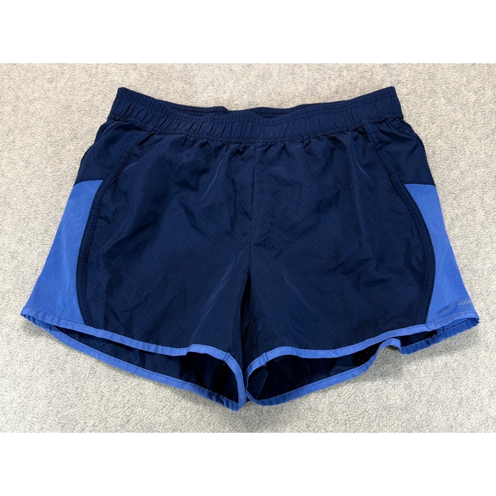 Jockey Womens Athletic Running Shorts Blue Colorblock Mesh Lined Elastic Waist L